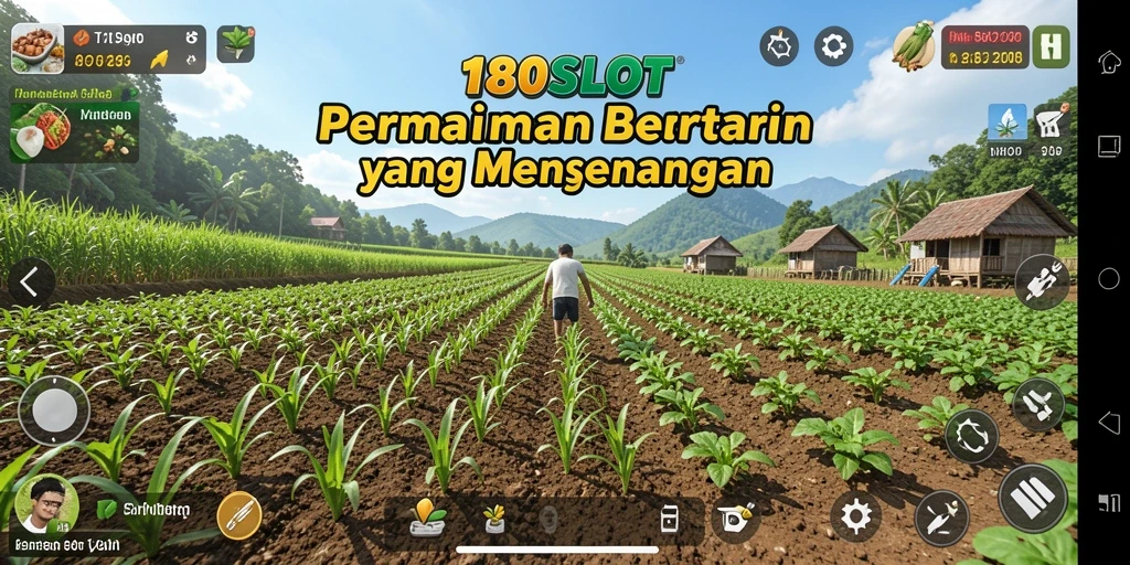 Tampilan gameplay 180SLOT dengan aktivitas bertani yang menyenangkan.