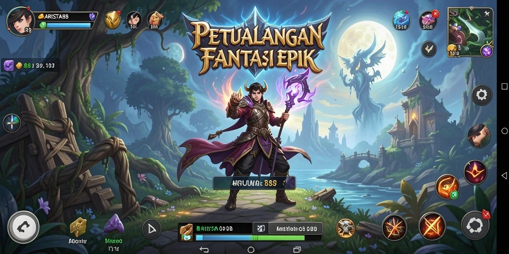 Menampilkan aksi menegangkan dalam pertarungan RPG yang seru.