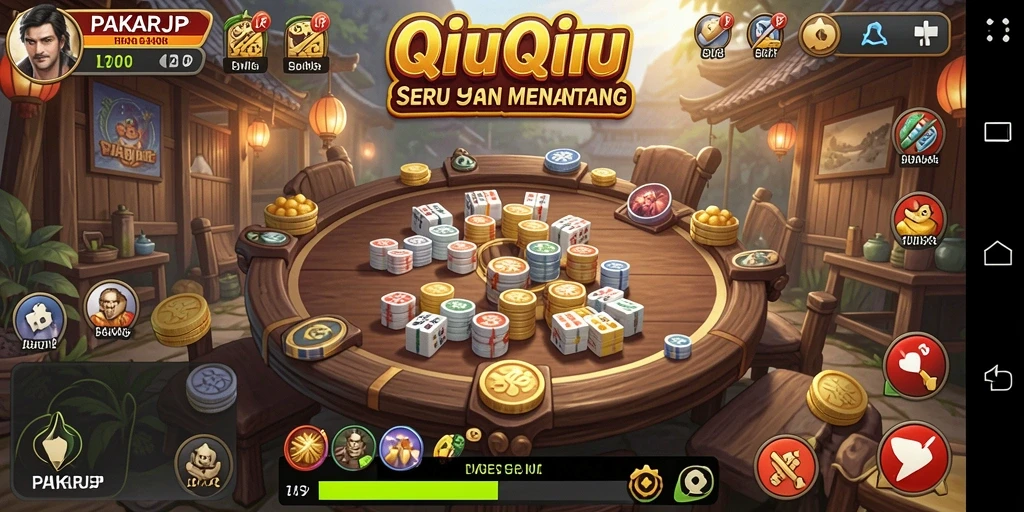 Screenshot PAKARJP menampilkan aksi seru dalam permainan QiuQiu.