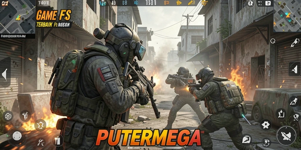 Tangkapan layar menampilkan aksi cepat dan mendebarkan dalam PUTERMEGA.