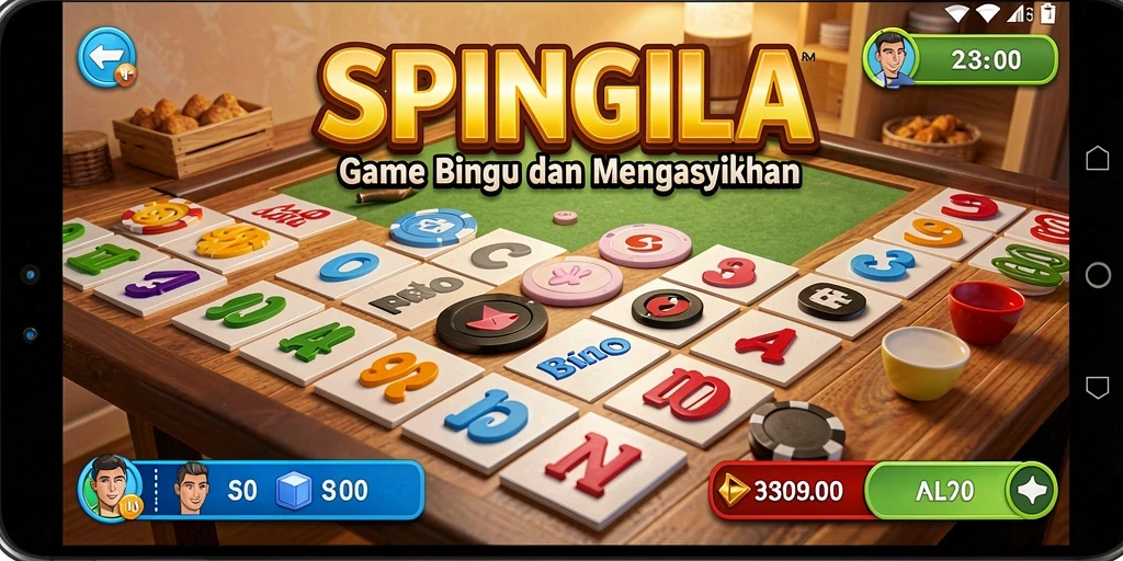 Screenshot SPINGILA yang menampilkan gameplay Bingo seru dan interaktif.