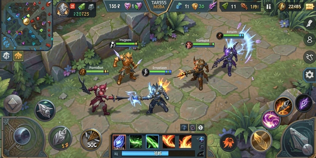 Tampilan gameplay seru dari TAR555 dengan aksi MOBA intens.